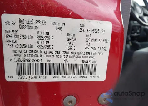 2006 Jeep Liberty Sport z USA, uszkodzony, nr VIN 1J4GL48K66W269624